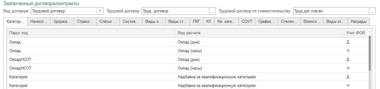Параметры обработки